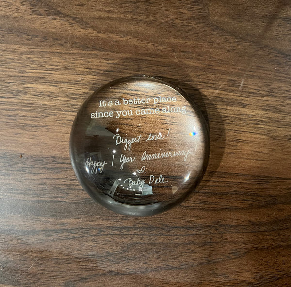 Actual Handwriting Glass Dome Paperweight