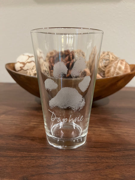 Actual Paw Print Glass