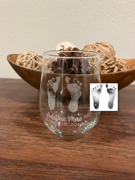 Actual Baby Footprints Glass