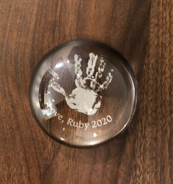 Actual Baby Footprints Glass Dome Paperweight