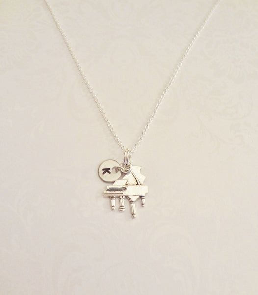 Piano Necklace with Initial - Anomaly Creations & Designs