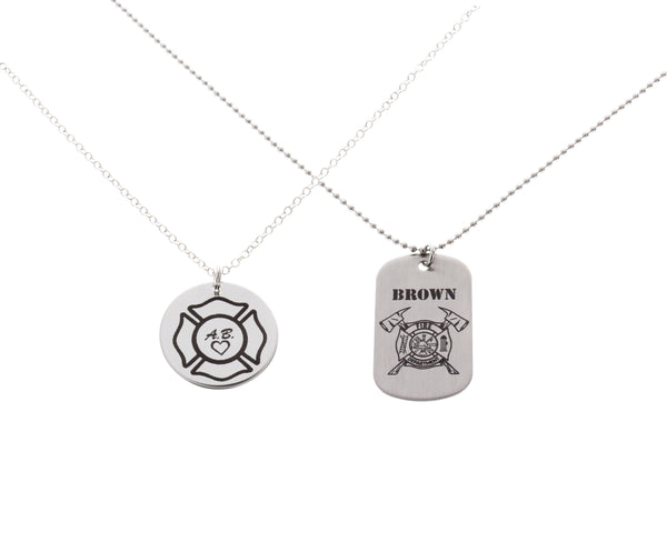 his and hers firefighter necklaces