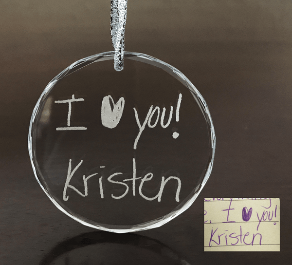 Glass Ornament - Custom Handwriting Engraved