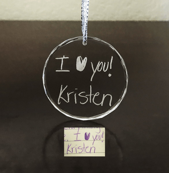 Glass Ornament - Custom Handwriting Engraved