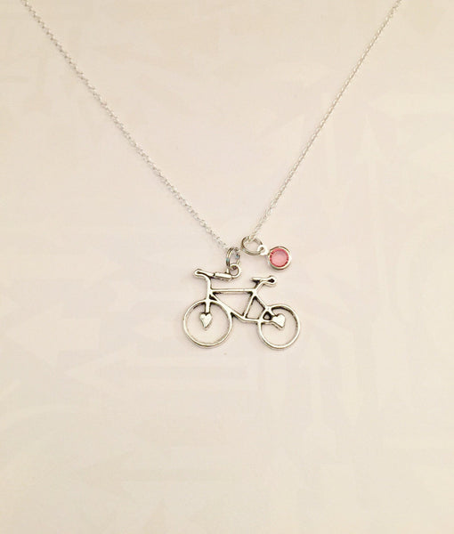 Bicycle Necklace with Swarovski Birthstone - Anomaly Creations & Designs