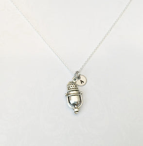 Microphone Necklace with Initial - Anomaly Creations & Designs
 - 1