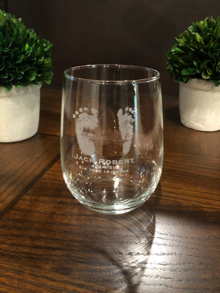 Actual Baby Footprints Glass