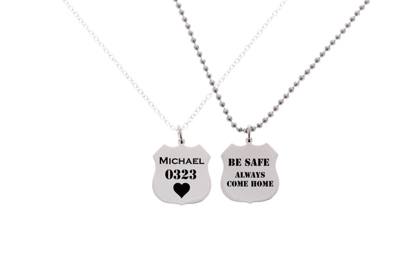 His and Hers Police Badge Necklaces