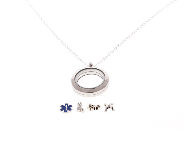 EMT Paramedic Floating Locket Necklace