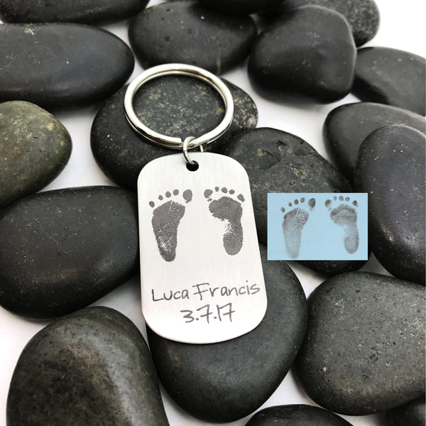 Actual Baby Footprints Keychain