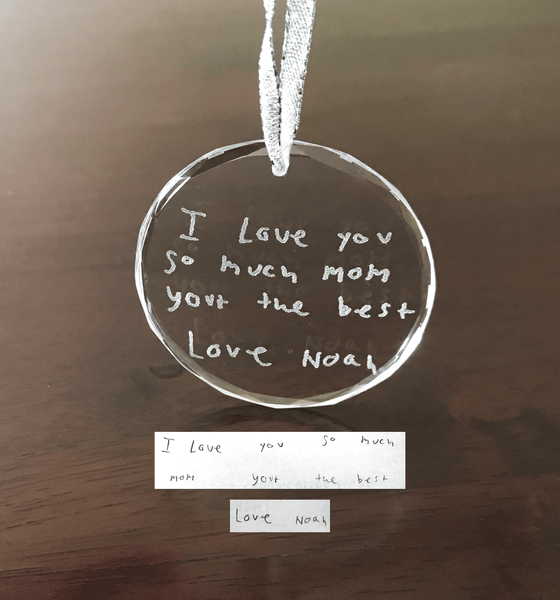 Glass Ornament - Custom Handwriting Engraved