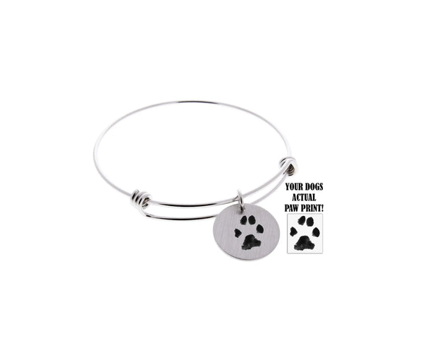 Paw print bangle bracelet