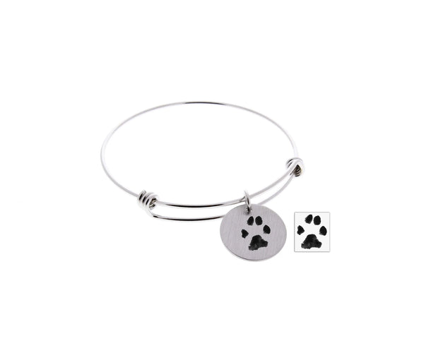 Paw print bangle bracelet