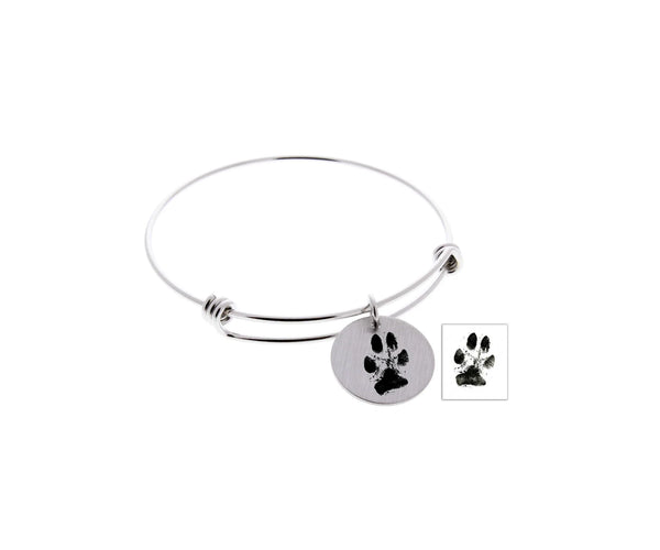 Paw print bangle bracelet