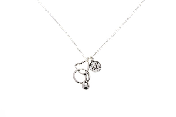 Stethoscope Necklace With Initial