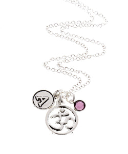 Om Necklace (With Birthstone & Initial)