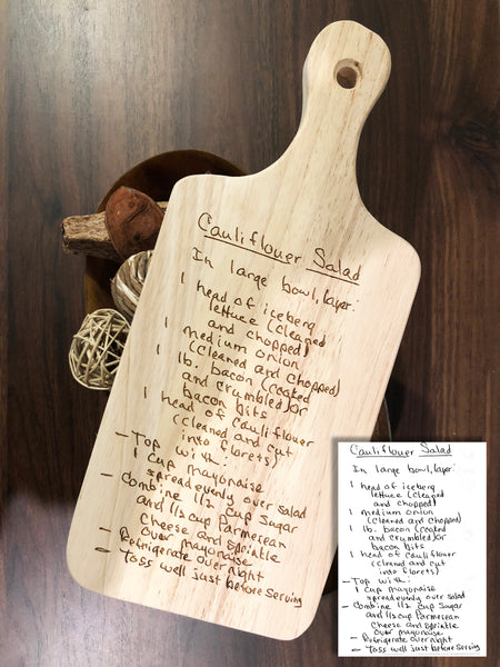 Recipe Cutting Board (Actual Handwritten Recipe)