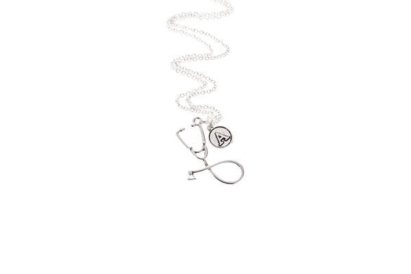 Stethoscope Necklace with Initial