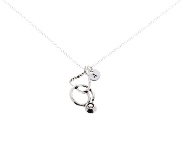 Stethoscope Necklace With Initial