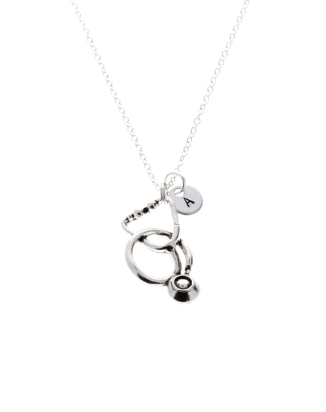 Stethoscope Necklace With Initial
