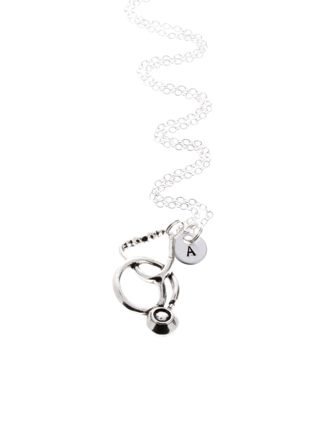 Stethoscope Necklace With Initial