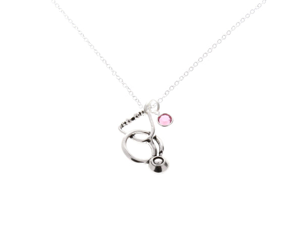 Stethoscope Necklace with Swarovski Birthstone