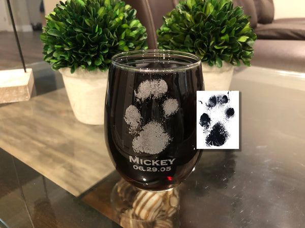 Actual Paw Print Glass