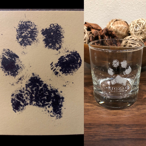 Actual Paw Print Glass