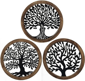 Tree of Life Wood Metal Wall Hanging