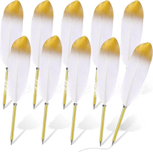 Feather Quill Pen White with Gold