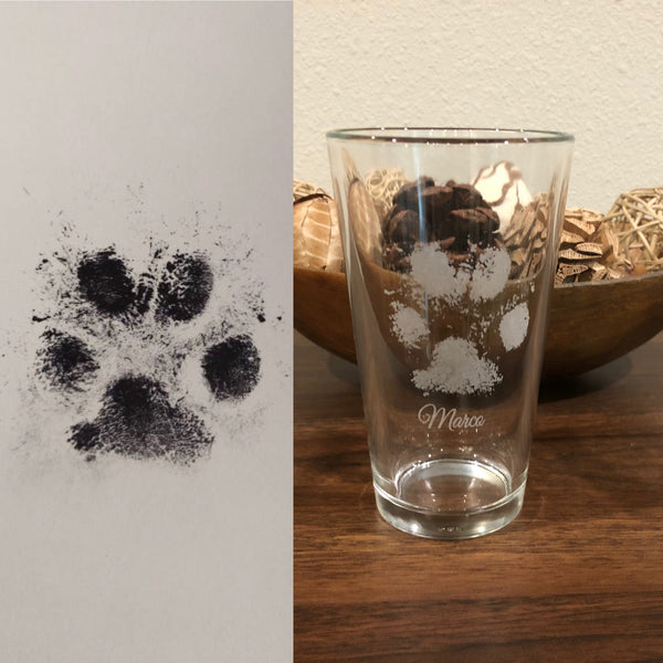 Actual Paw Print Glass