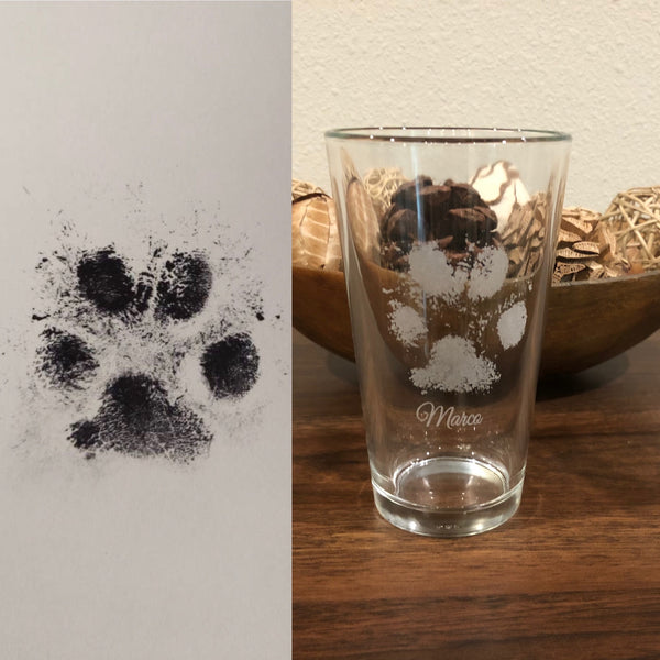 Actual Paw Print Drinking Glass