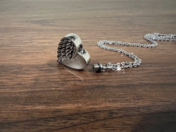 Cremation Angel Wing Heart Urn Necklace