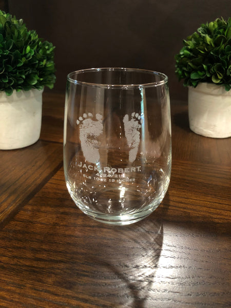 Actual Baby Footprints Wine Glass