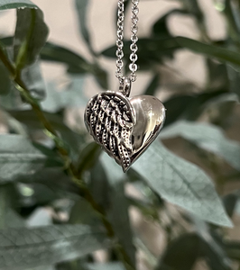 Cremation Angel Wing Heart Urn Necklace