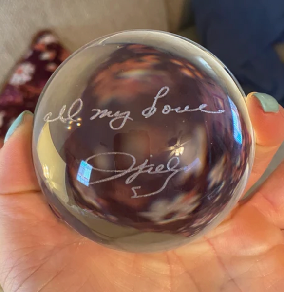 Actual Handwriting Glass Dome Paperweight