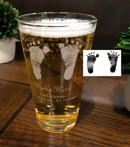 Actual Baby Footprints Glass