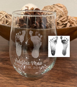 Actual Baby Footprints Wine Glass