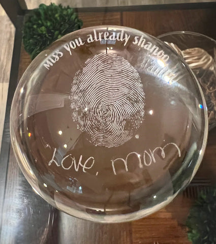 Actual Fingerprint Glass Dome Paperweight