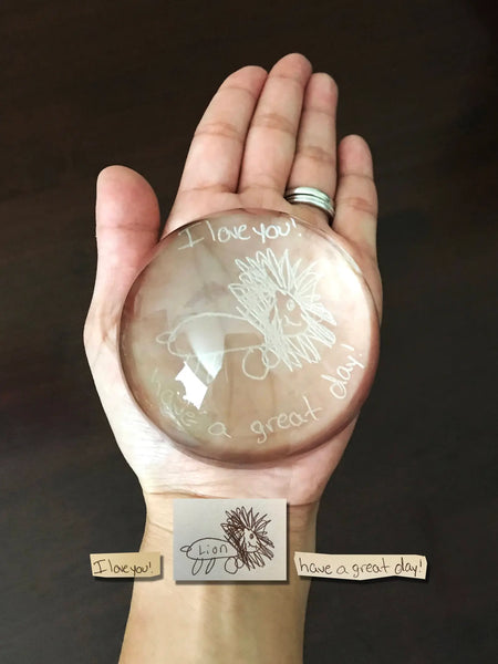 Actual Baby Footprints Glass Dome Paperweight