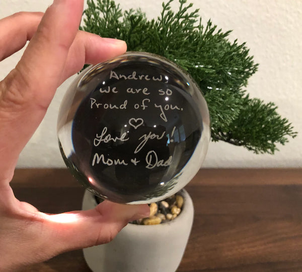 Actual Handwriting Glass Dome Paperweight