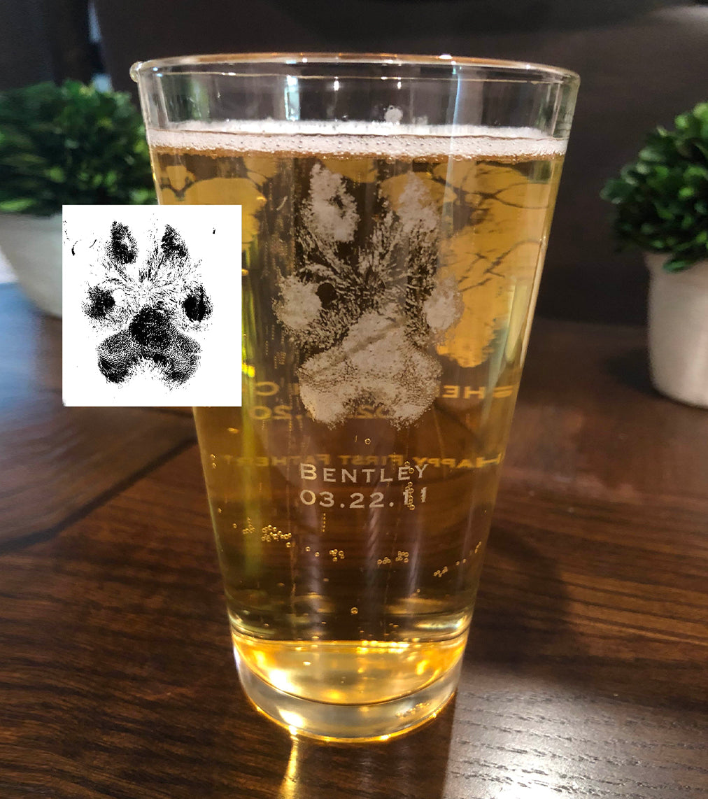 Actual Paw Print Glass