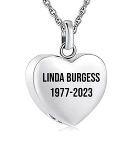Cremation Personalized Heart Urn Necklace