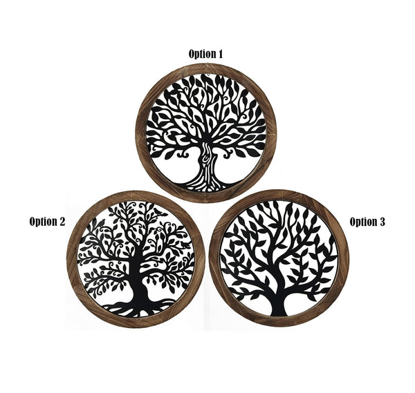Tree of Life Wood Metal Wall Hanging