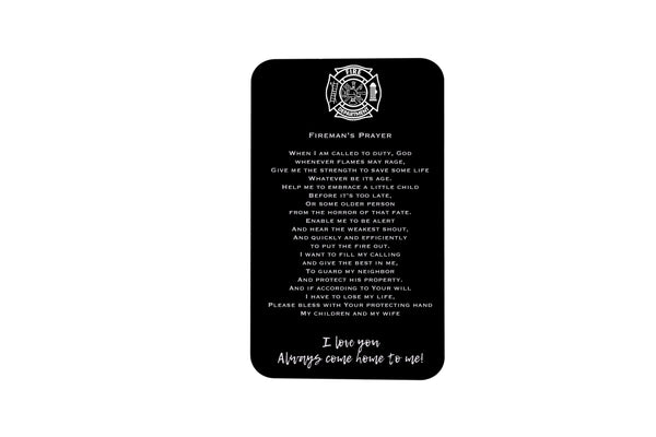 fireman's prayer wallet insert card 