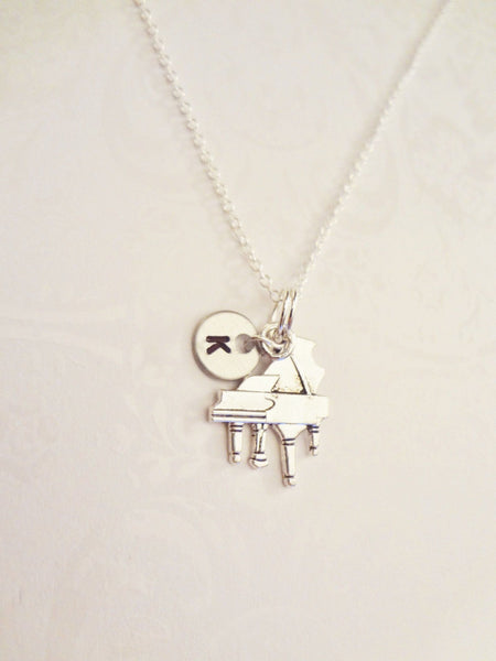 Piano Necklace with Initial - Anomaly Creations & Designs
 - 3