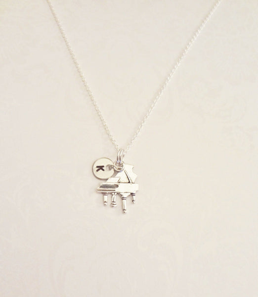Piano Necklace with Initial - Anomaly Creations & Designs
 - 4