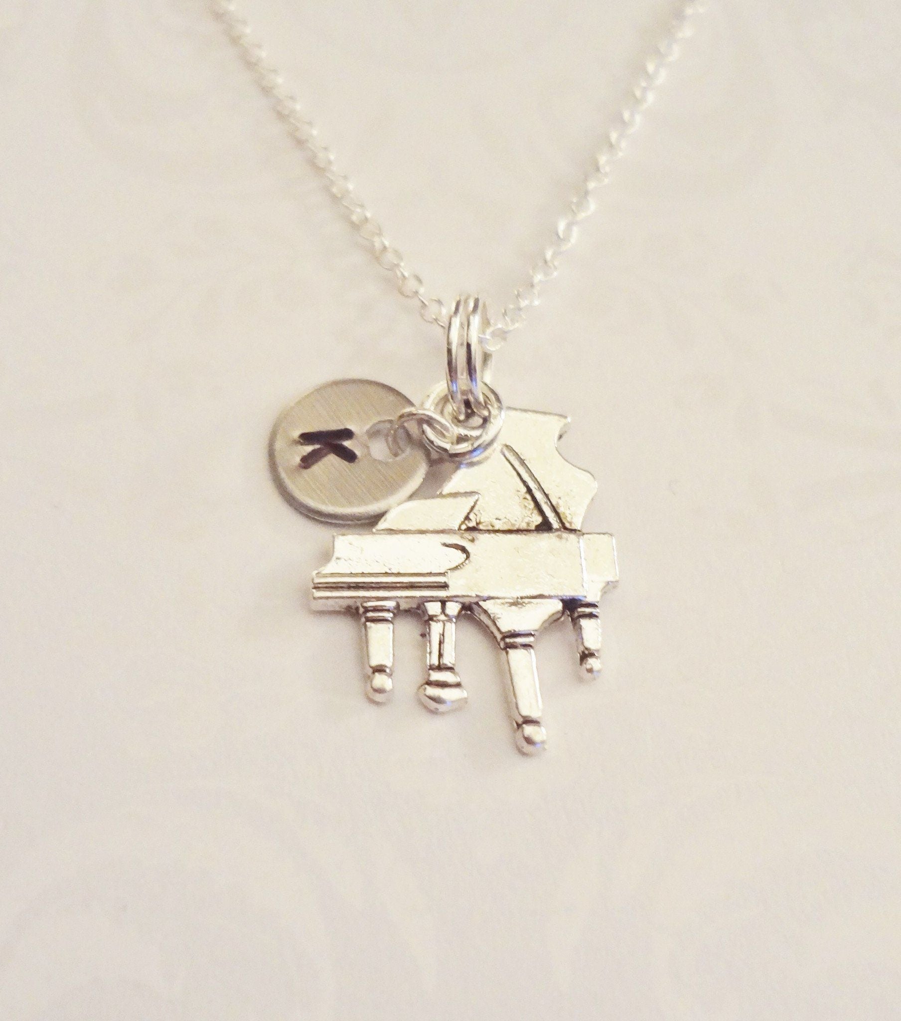 Piano Necklace with Initial - Anomaly Creations & Designs
 - 5