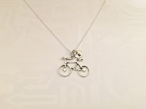 Bicycle Necklace with Initial - Anomaly Creations & Designs