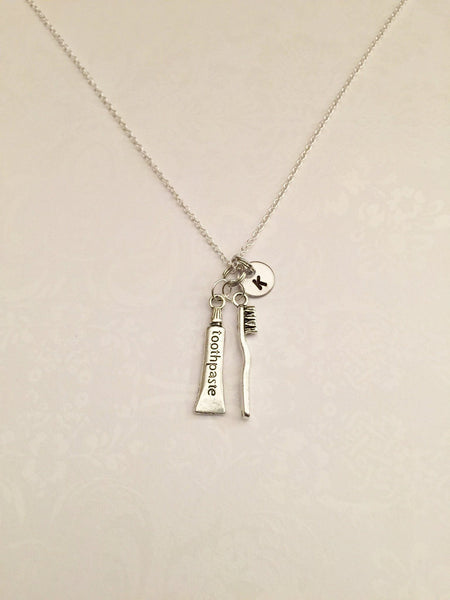 Toothpaste & Toothbrush Necklace with Initial - Anomaly Creations & Designs
 - 6